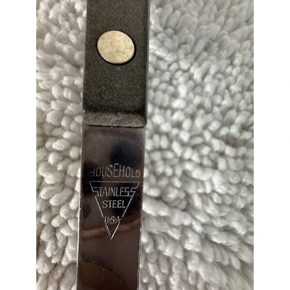 Vintage Household Stainless Steel Serving Spoon USA Brown‎ Riveted Handle 11.5